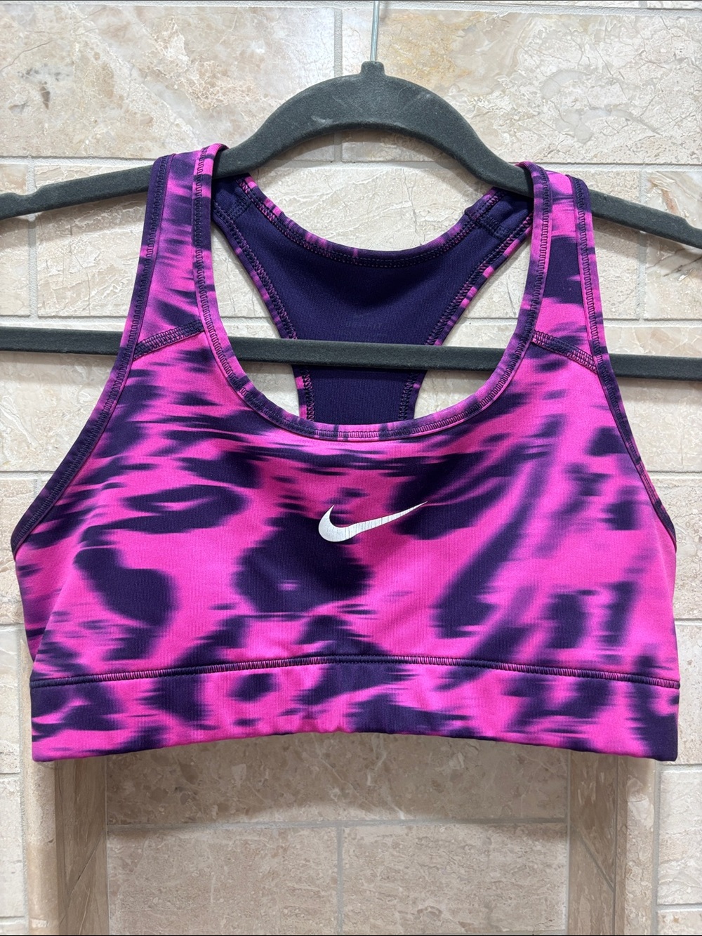 Nike Pink and Purple Tie-Dye Racerback Sports Bra